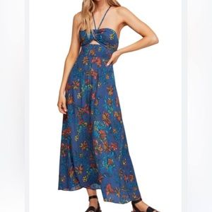 NEW w/o TAGS Intimately Free People One Step Away Floral Blue Maxi Dress Size s